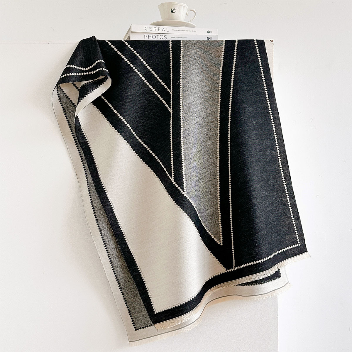 Pashmina Wrap Large - Damski szal z imitacji kaszmiru, gruby,